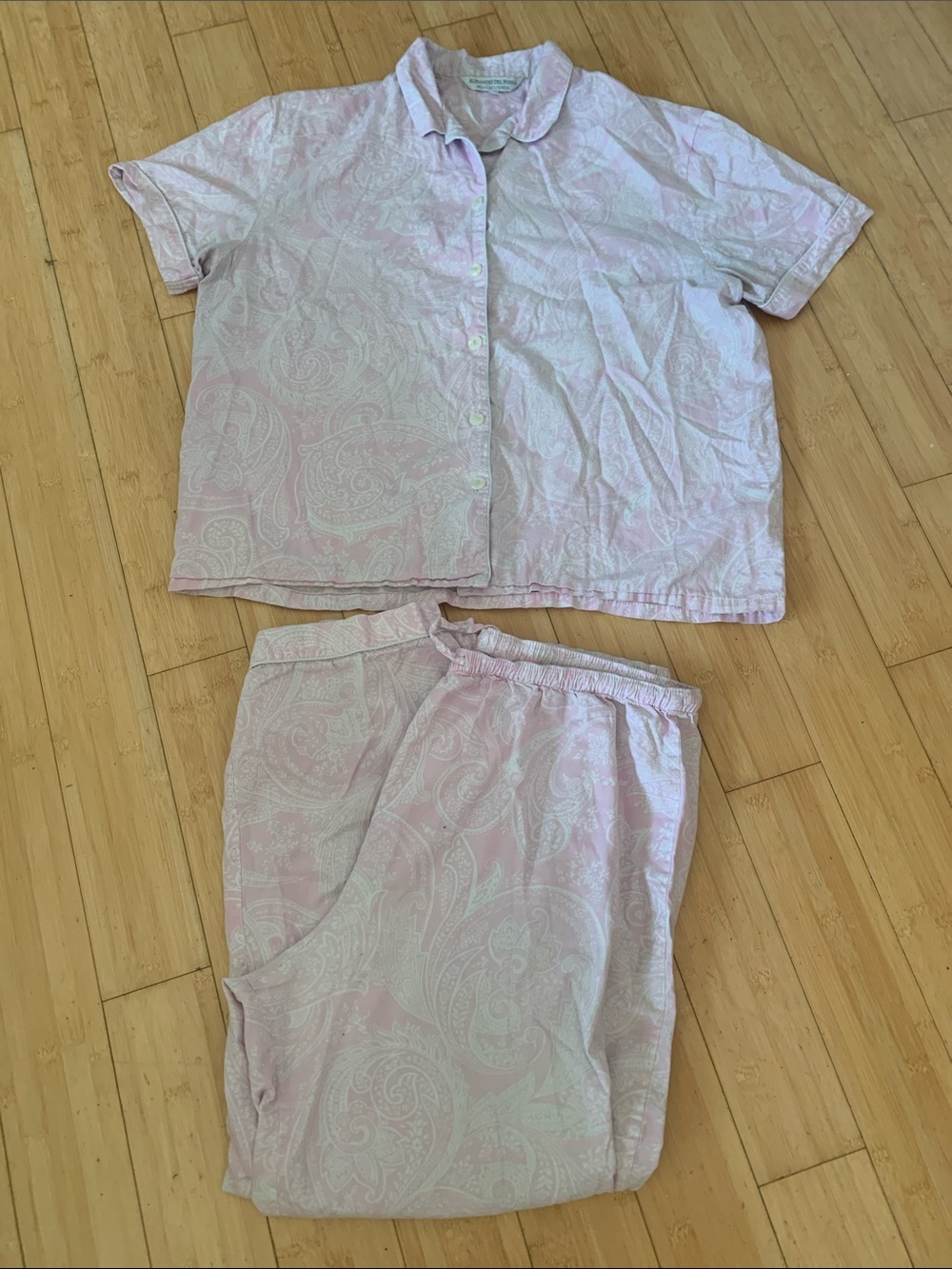 Alexander Del Rossa 100% Cotton pink paisley short sleeve pajama set sz XL cozy